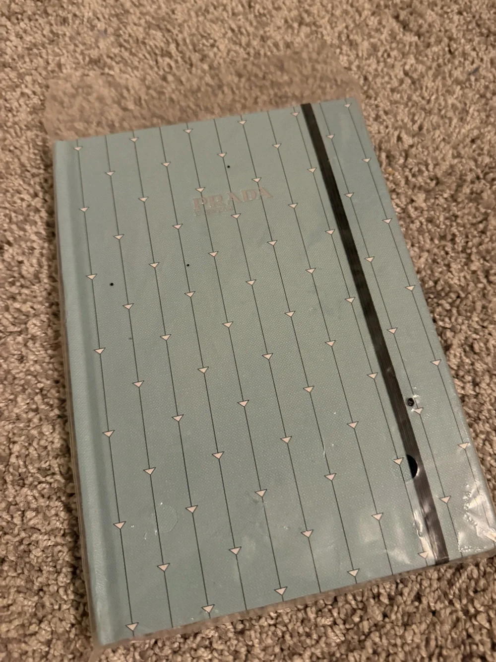Prada Blue Hardcover Notebook with Black Elastic